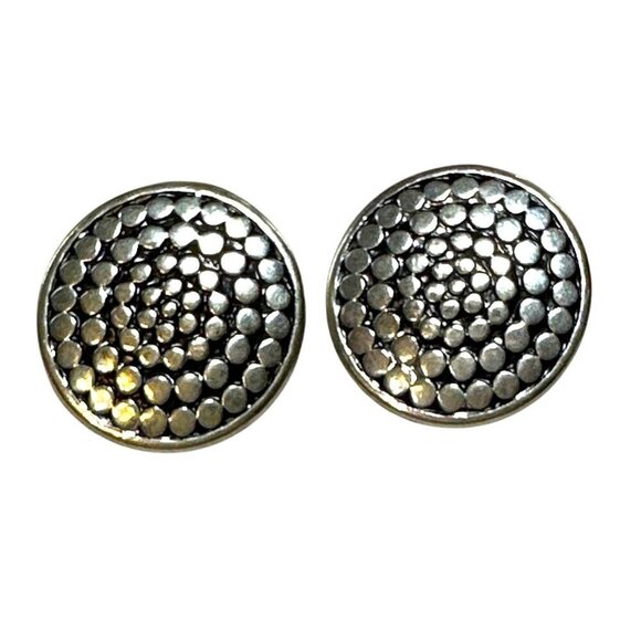 Vintage Silver Tone Clip On Earrings Swirl Design Round Spiral Textured Retro Je - Picture 1 of 3